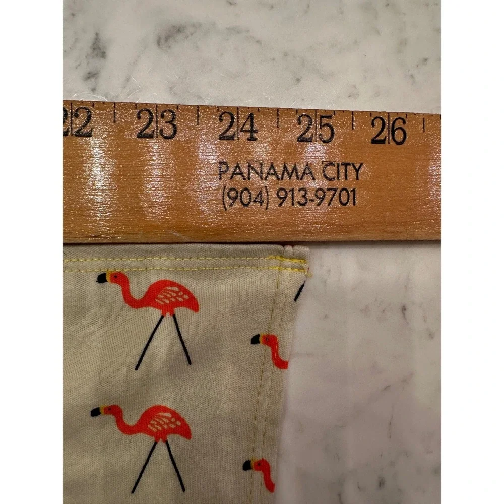 Sunrise Bliss Organic Cotton Hair Towel Wrap Flamingo Print Made in USA Cream